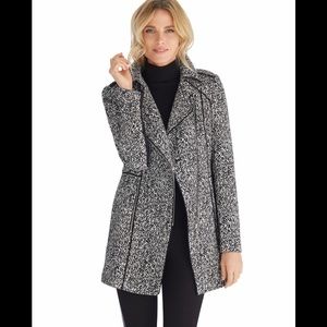 White House Black Market Black and White Tweed Moto Topper Coat in Size XS